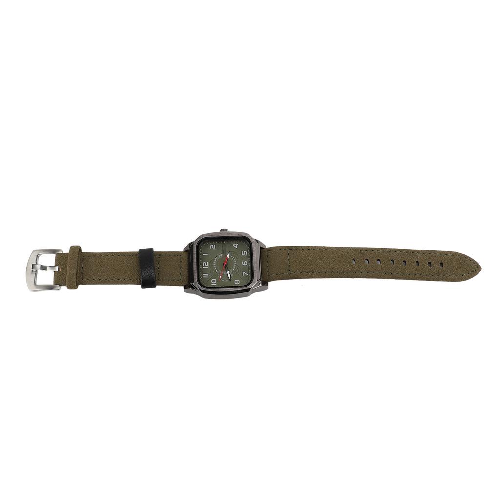 Men Watch PU Leather Strap Easy To Read Fashionable Look Casual Quartz Watch for Running Travel Hiking Party Green