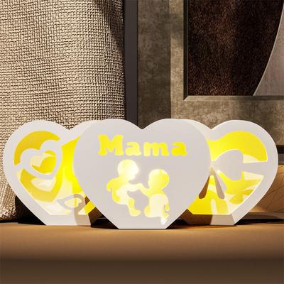 Hollow Mother's Day Silhouette Silicone Mold Mother Mama Letter Love Atmosphere Lamp Gift Box Candle Base Gypsum Resin Molds