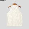 INCERUN Herren U-Ausschnitt Ärmellos Textur Netz Durchsichtig Locker Tanktops Party Clubwear