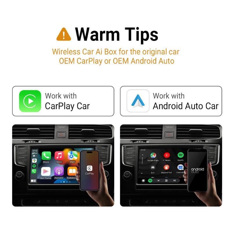 2-in-1 Mini Wireless CarPlay Adapter and Android Auto Wireless Adapter, Seamless Connection, Plug and Play