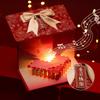 3D Birthday Red Envelope Greeting Card Foldable Multiple Card Slots 3D Romantic Heart Music Red Envelope