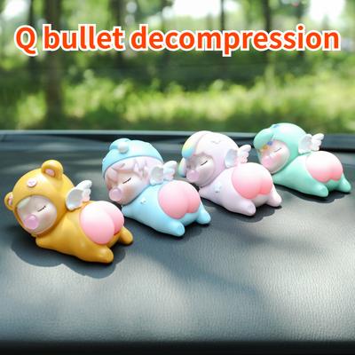 Cute Cartoon Car Ornaments Creative Kawaii Baby Doll Center Console Decorative Accessories Unpacking Car Interior Ornaments