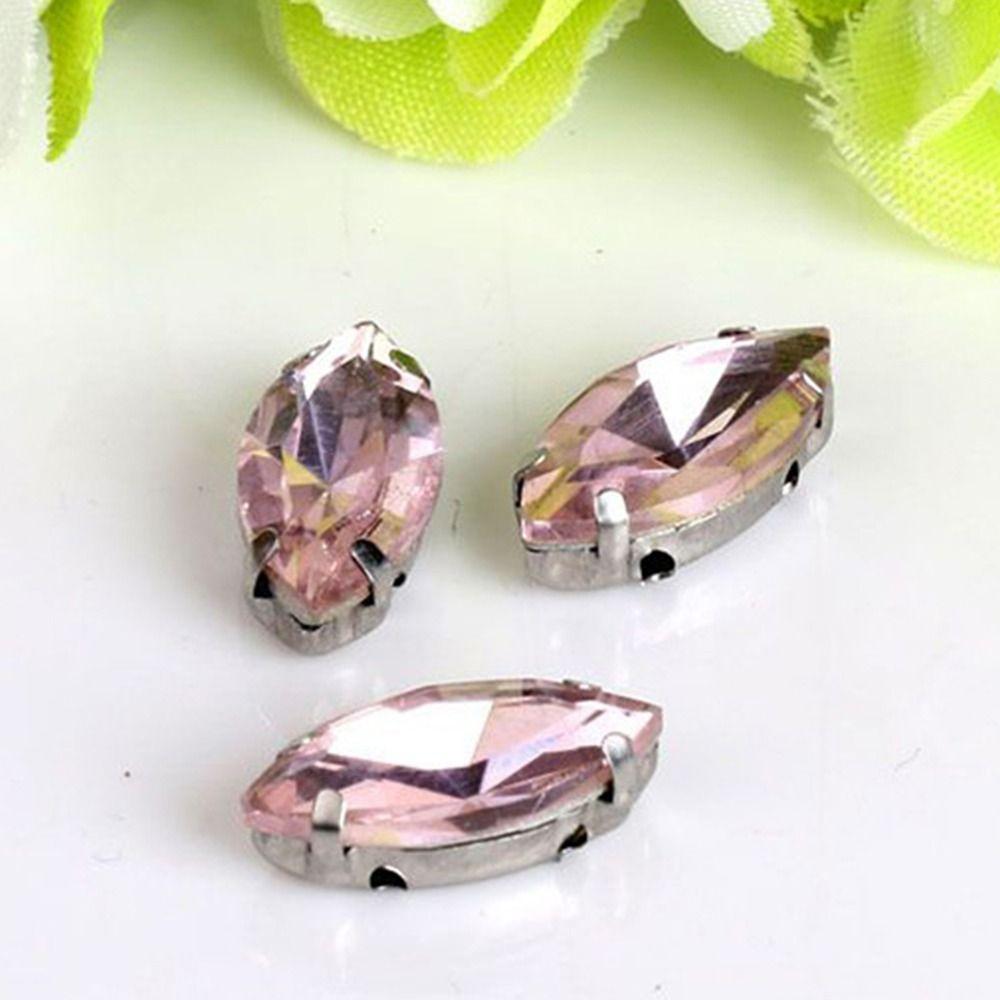 50Pcs/Pack With Silver Claw Glass Crystal Stones Sew On Diamond Beads Ornament  For Needlework