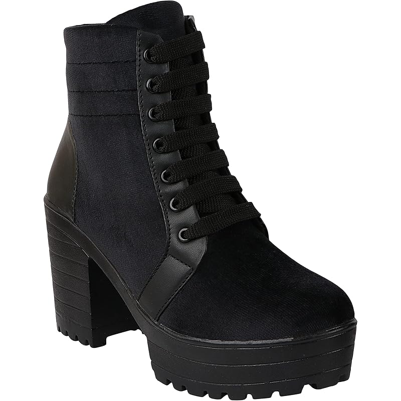 Shoetopia Black Girls Solid Mid Top Heeled Boots