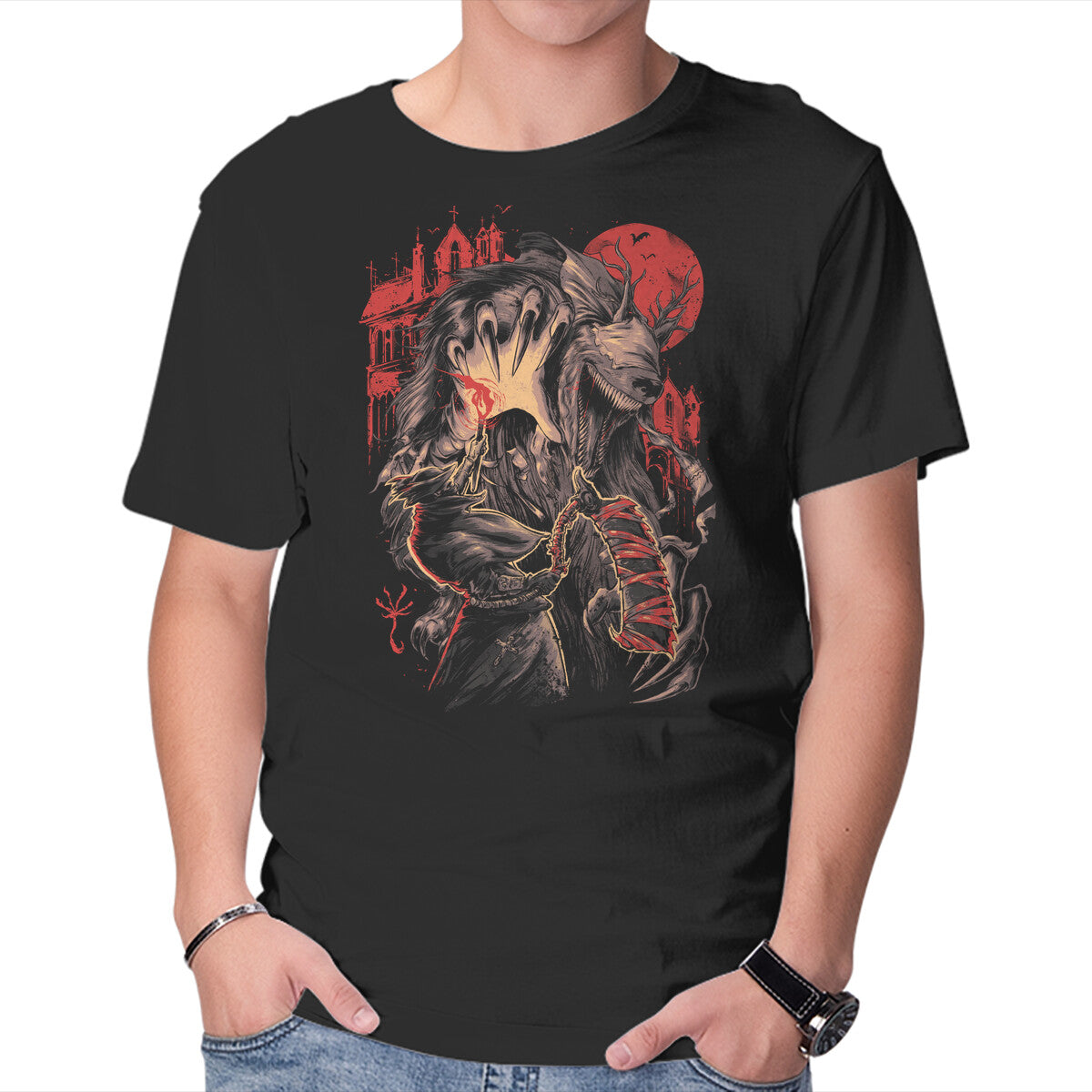 Unisex Crew Neck T-Shirt Fear The Old Graphic Short Sleeve Casual Tee L