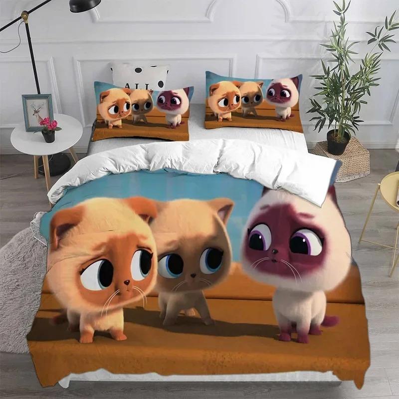 Anime Super Kitties Conjuntos de Cama Edredom Colcha Capa de Cama Edredom Fronha Conjuntos Crianças Adulto Tamanho Têxteis para Casa