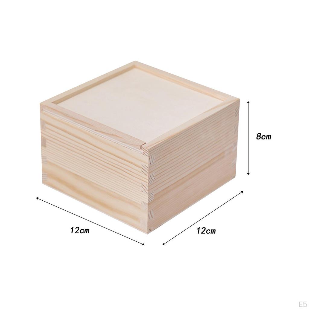 Drewniane pudełko na prezent, kwiat, niedokończony rustykalny pojemnik, drobiazg, cukierki ślubne na kartki