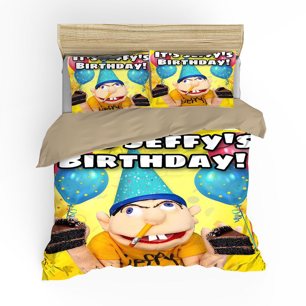 Indecor Cartoon Jeffy 3D Printed Duvet Case Pillowcase Bedding Set Twin Full Queen King Size For Kids Bedroom