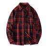 Men's Spring Plaid Fashion Loose Drop Shoulder Large Size Stand Collar Long Sleeve Shirt