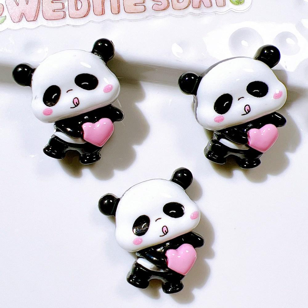 10 Pièces Nouvelles Mignonnes Colorées Collection Panda Dessin Animé, Ornement Dos Plat, Accessoires Nœuds Bijoux