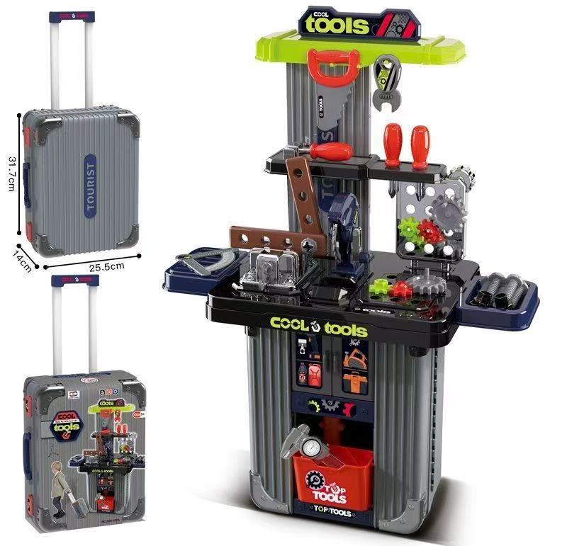Xiongcheng Children's Playhouse Toy Set: Suitcase with Kitchen, Makeup, Medical Kit & Tableware - Perfect Birthday & Back-to-School Gift