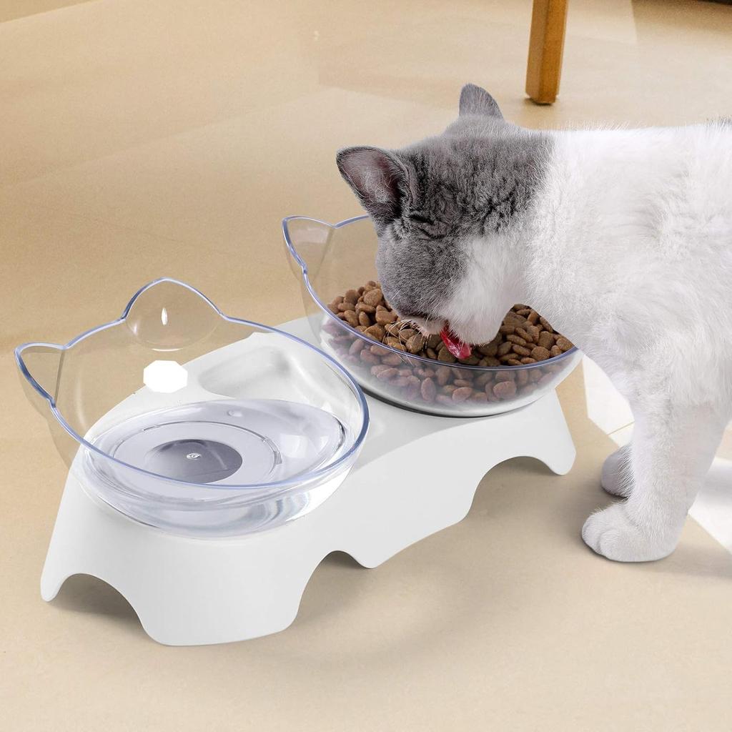 MILIFUN Cat Bowls, Cat Food Bowls Elevated Tilted, Anti Vomiting Kitty Bowl for Puppy and Bunny, Orthopedic for Indoor Cats.