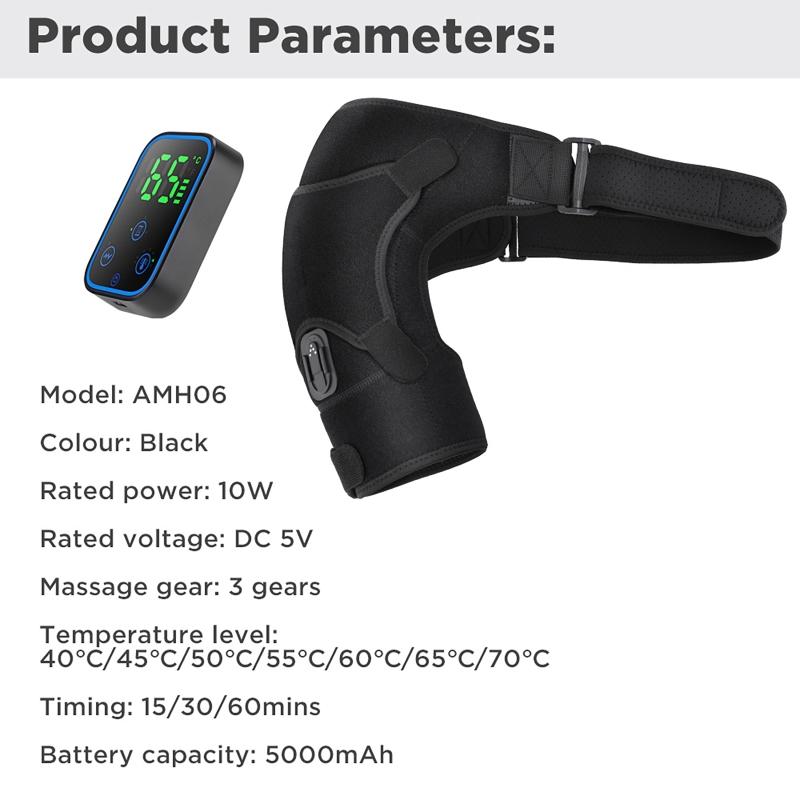 Portable Electric Shoulder Massager with Vibration and Graphene Heating Wireless APP Control Hot Compress Therapy Pad Removable Design