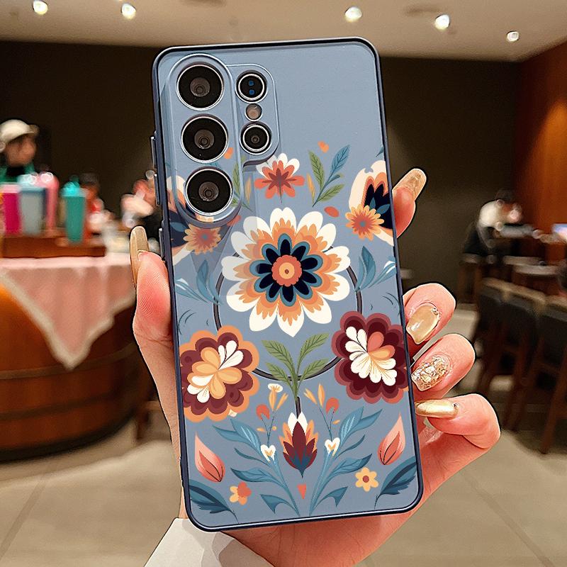 Cartoon Daisies Flower Pattern Case For Samsung S26 Edge S25 FE S24 Plus S23 S22 Ultra A15 A16 A17 A35 A36 A37 A54 A55 A56 A57 5G Magnetic Matte Cover