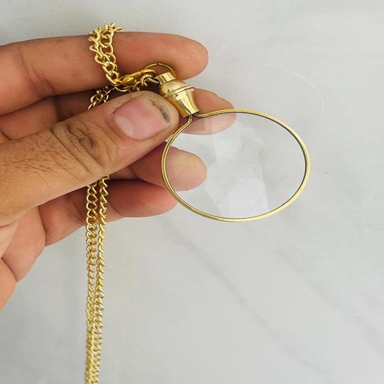 Solid Brass Magnifying Glass Pendant Miniature Steampunk Charm Birthday, Anniversary, Wedding Gift
