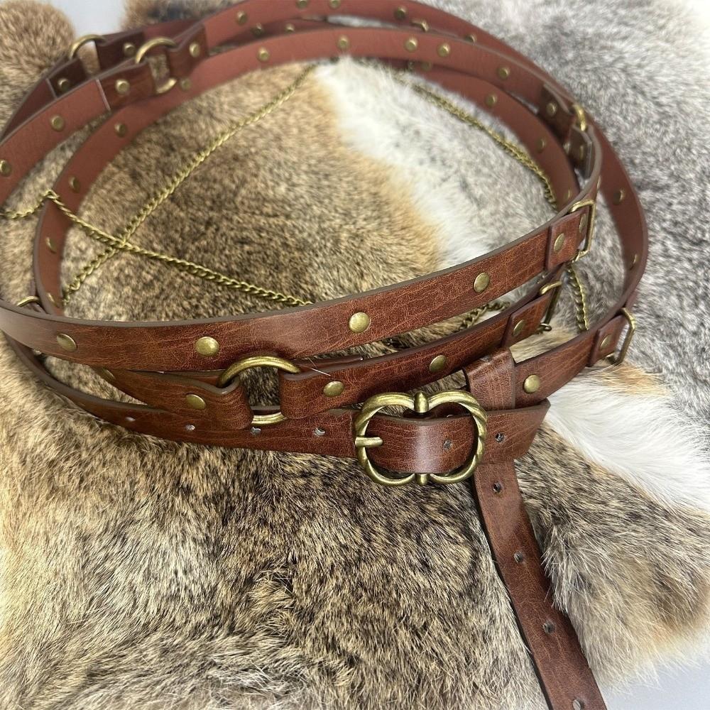 Metal Pin Buckle Viking Waist Belts Adjustable Chain Belt Dress Wear