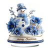 Festlicher Desktop-Schmuck für den Winter Weihnachten Acryl-Ornament, 2D Flaches verschneites Häuschen mit Sockel, Saisonal Detaillierter Druck Nikolaus Schneemann Tisch