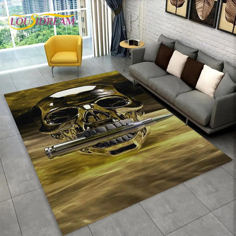 Horror Skull Gothic Witchcraft Area Rug,Carpet Rug for Living Room Bedroom Sofa Playroom Doormat Decoration,Non-slip Floor Mat