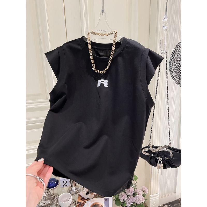 

Европейские товары Оригинальный Одиночный Европейский и Американский Стиль Дизайн Высокая Температура Двусторонний Режим Ожидания Рукав с Воланами Свободный Стройнящий Короткий Рукав Жилет Black XXL