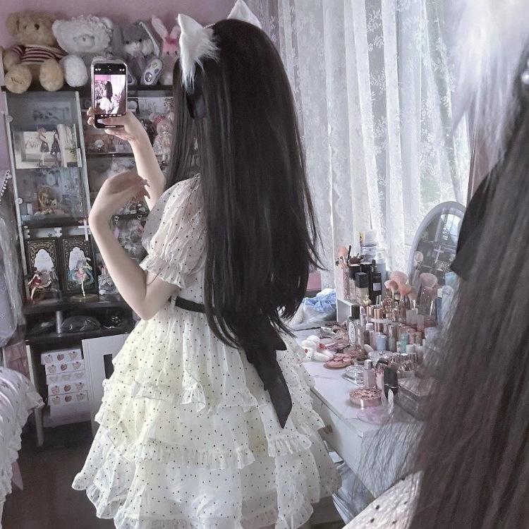 Summer French polka dot dress women's 2026 new small doll collar waist thin a word fluffy skirt