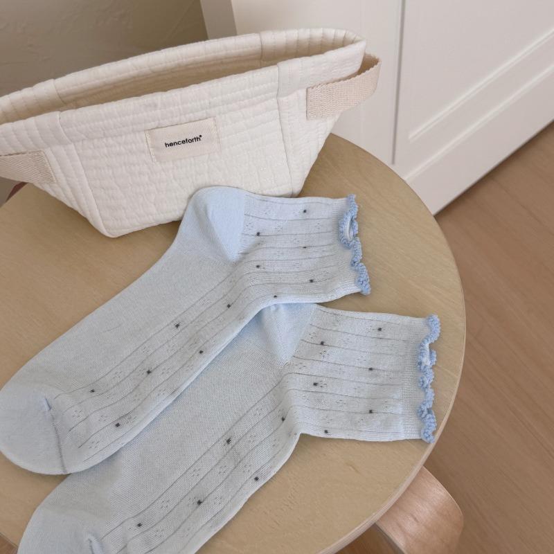 

Summer Polka Dot Lace Short Socks, Sweet Socks, Women s Thin Breathable Boneless Socks 1 pair світло-синій колір