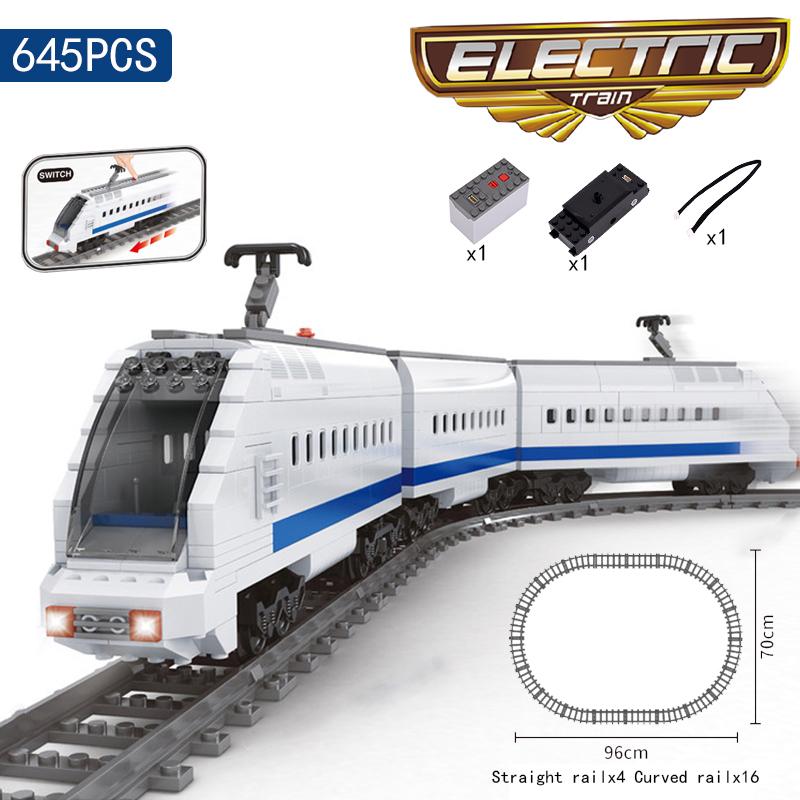 DIY MOC City Series Christmas Train Tracks Building Blocks Railroad Conveyance Model Bricks Toys Brinquedos for Children Gifts