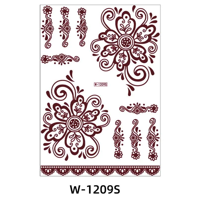 1pcs Red Lace Henna Tattoo Body Sticker Henna Art Temporary Tattoo Hand and Foot for Wedding Eid Al Fitr Coming-of-age Ceremony