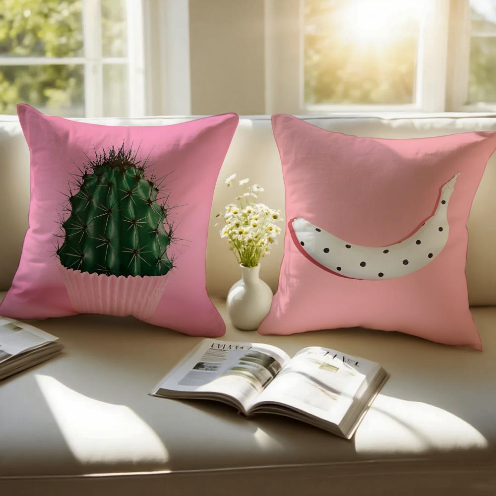 Fresh Tropical Plant Fruits Pattern Art Cushion Cover Pillowcase Antidustmite Invisible Zipper Short Plush Sofa Cushion