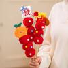 Artificial Flower Bouquet in Bucket with 2026 Horse Ornament for Chinese New Year Decor; Photography Accent