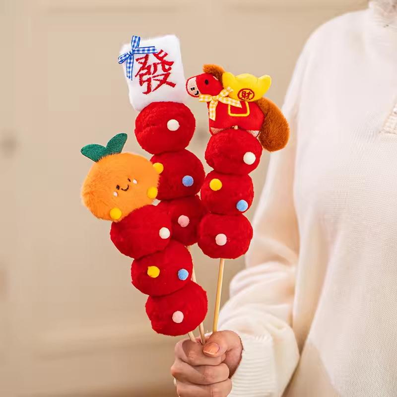 Artificial Flower Bouquet in Bucket with 2026 Horse Ornament for Chinese New Year Decor; Photography Accent