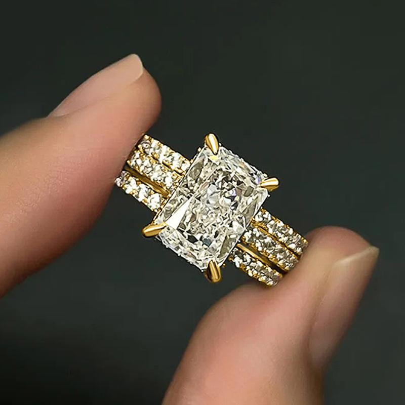 

Huitan Luxury Female Brilliant Zirconia Finger Rings 3Pc/Set Fashion Accessories for Engagement Gorgeous Wedding Band 10