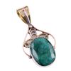 Emerald(Simulated) Handmade 925 Sterling Silver Gift Two Tone Pendant 1.50" i2h55
