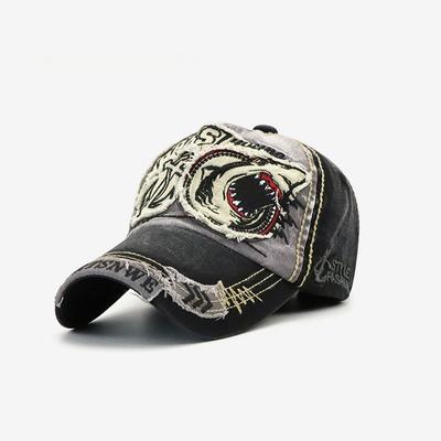 Die neue gewaschene Baseballkappe für Männer und Frauen mit Hai-Stickerei-Druck, Persönlichkeit, Entenzunge, Kappe für Frühling und Herbst, Sonnenhut