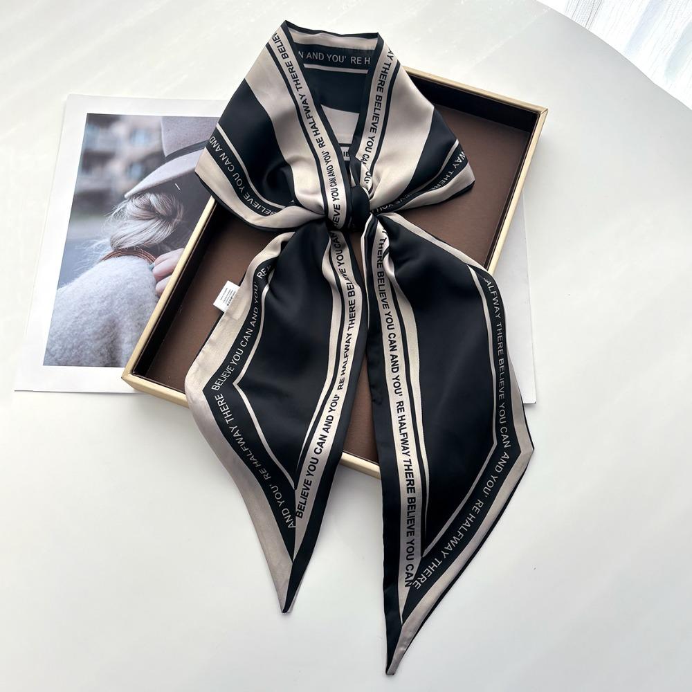 Scarf Women Dot Print Long Silk Feeling Bag Tie Neck Skinny Scarves Female Foulard Hairband Print Lady Neckerchief Ribbon