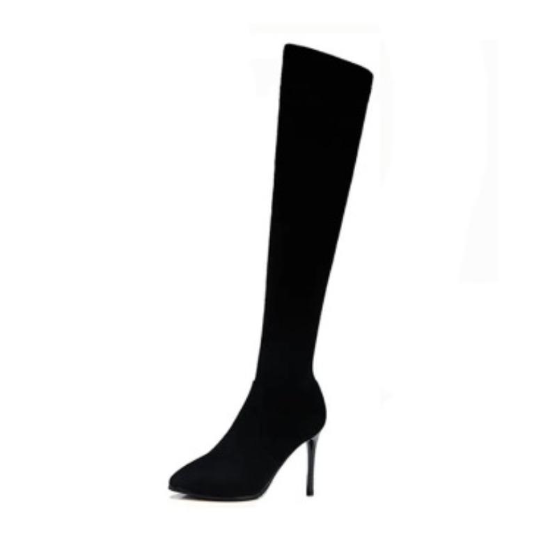 British Pointed Women's Boots Autumn and Winter Long Boots and Thin Heel Elastic Boots