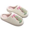 Hot Sale Bow Christmas Tree Cotton Slippers Autumn and Winter Warm Christmas Home Non-slip Hair Slippers New