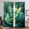 2pcs   Upscale Curtains 2D Print Green Butterfly & Blooming Rose Versatile 100% Polyester (without Rod) Stuff Clearance Perfect