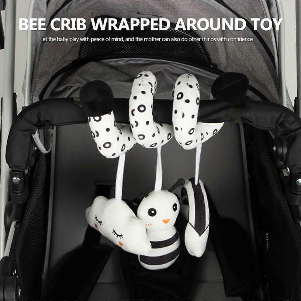 Spiral Pram Hanging Toys for Babies,Black and White Pram Toys,Spiral Activity Hanging Toys Car Seat Toys,Wrap Around Crib Sensory Early Educ