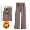 2025 Autumn/Winter Plus Velvet Thickened Elastic Waist Straight-Leg Casual Pants for Middle-Aged and Elderly Women