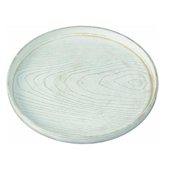 

Round 8 inches white zelkova wood Nordic stylish tray, (24cm), gold-plated, grain, non-slip, cute, white, lacquerware, белый