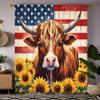 2 stücke HD Amerikanischen Flagge Sonnenblume Highland Kuh vorhang Gelb krawatte digital gedruckt vorhang Home Decor stil Schmücken wohnzimmer