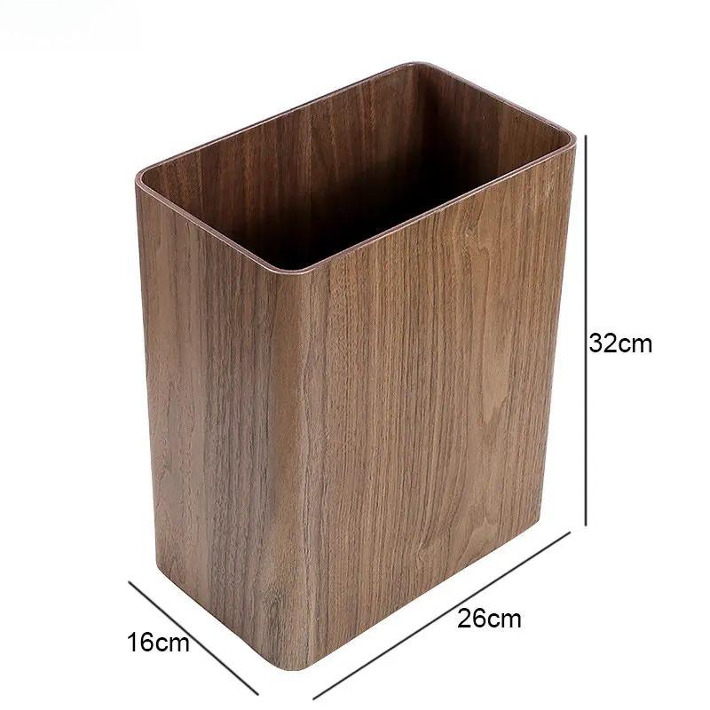 Simple Rectangular Garbage Can Wooden Storage Bucket Wastebasket Creative Home Kitchen Trash Can Home Cleaning Tools Accessories