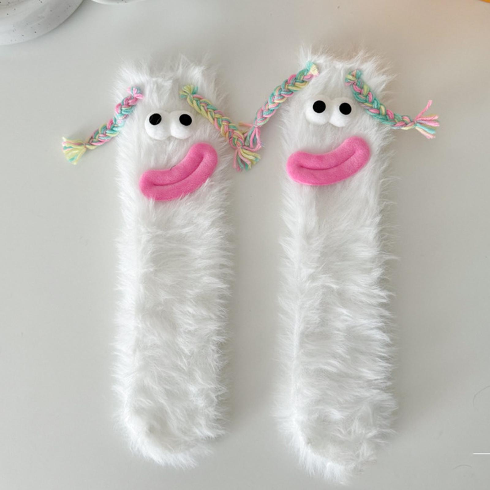 

Winter Fashion Parent Child Socks Cartoon Big Sausage Mouth Floor Socks Casual Couple Socks Cute Plush Warm Parent-child Socks One Size белый