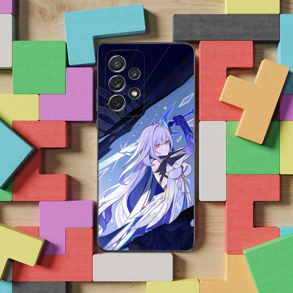 Genshin Impact Skirk Game Phone For Samsung S22,S25,S24,S23,Ultra,FE,Plus,S21,S20,S10,S9,Lite,Soft Silicone Black