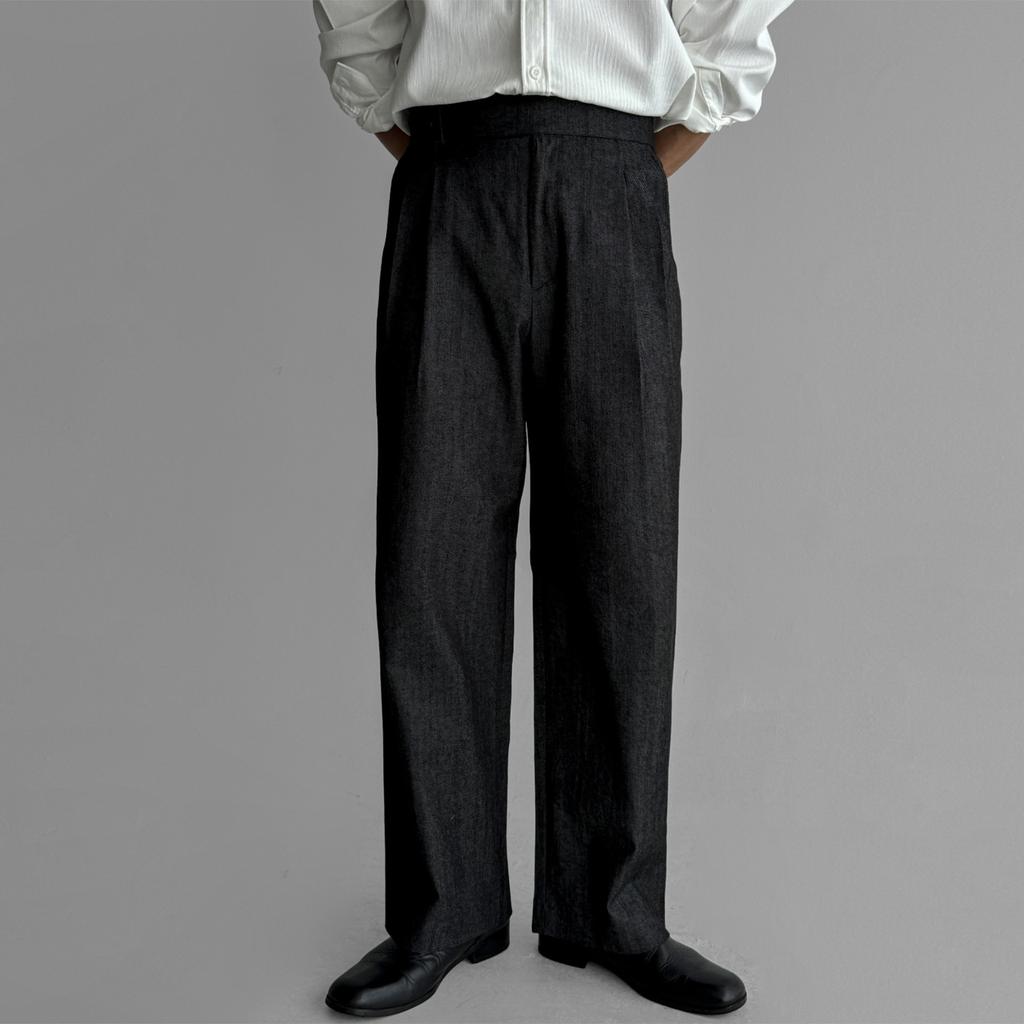 High-end light luxury trousers men's spring and autumn commuting versatile retro loose straight casual wide-leg trousers