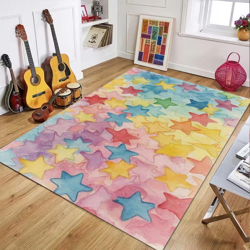 

Seashell Star Citrus Slice Print Area Rug Non-Slip Washable Floor Mat in Pink Blue Yellow Orange for Coastal Home Decor 40X60cm
