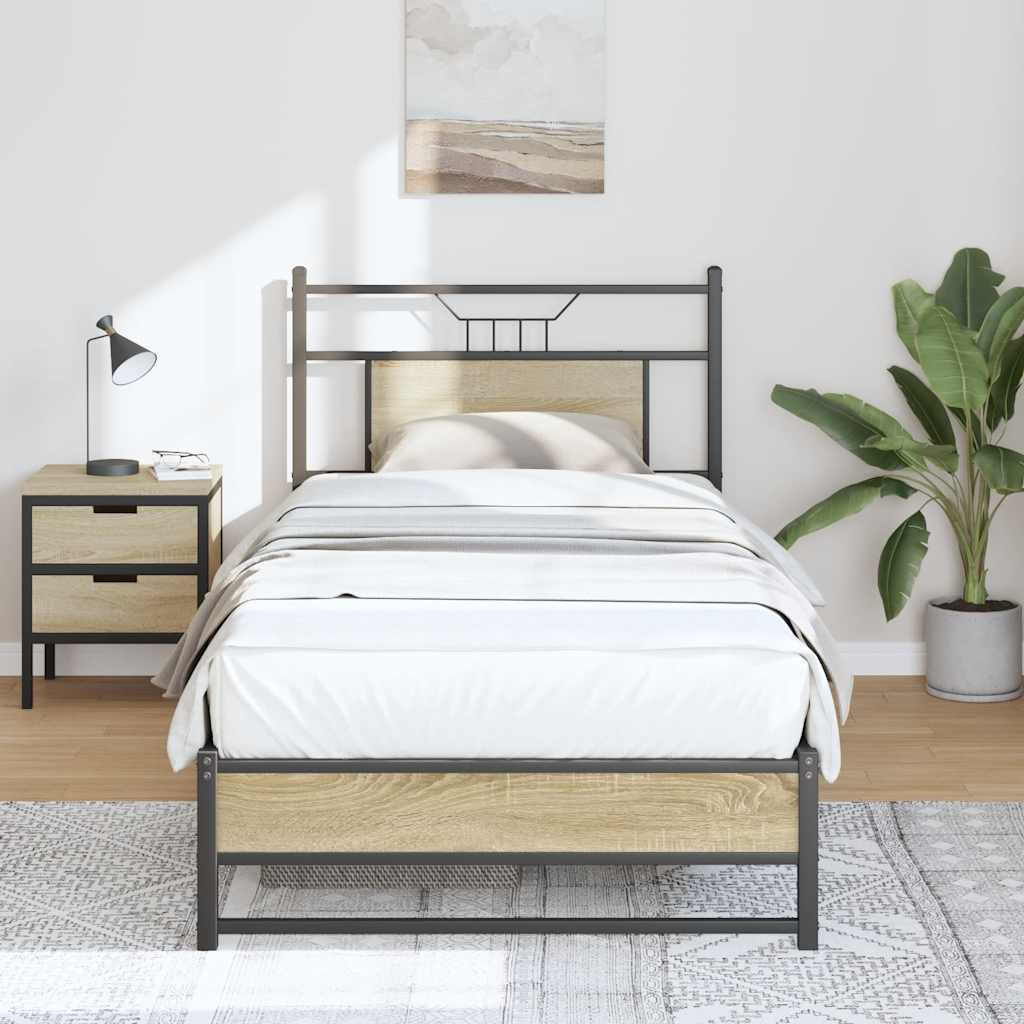 Bed Frame without Mattress Sonoma Oak Finish 80 x 200 cm Wood Based Material