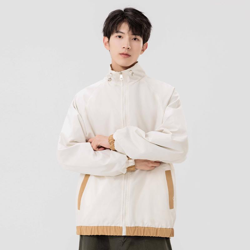 Jacket Men's Spring and Autumn New Men's and Women's Same Double-Sided Stand-Up Collar Jacket Trendy Outdoor Sports Casual Jacket