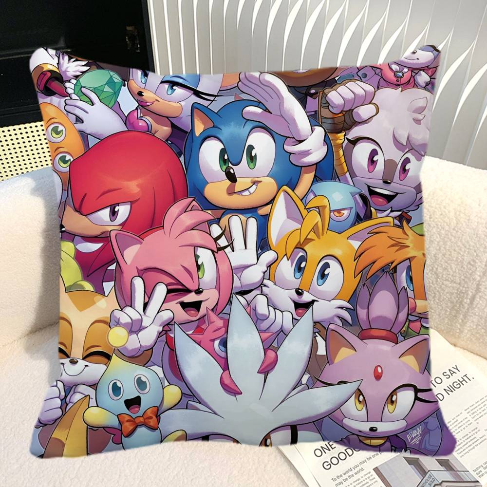 SSonic The HHedgehog Pillow Case Square Pillow Bedroom Sofa Leisure Comfort Cushion Car Home Decoration