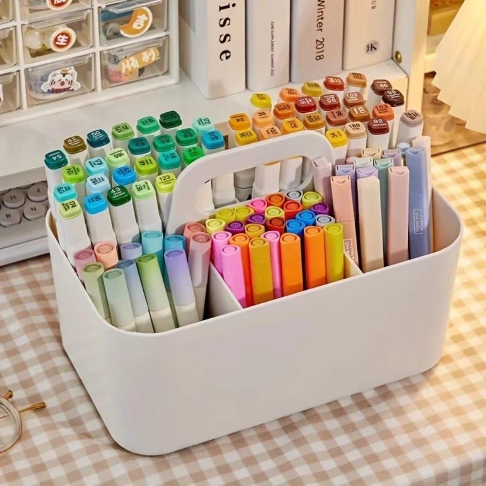 With Handle Pen Organizer Portable Desk Storage Basket Durable Marker Pen Storage Box  Office Use